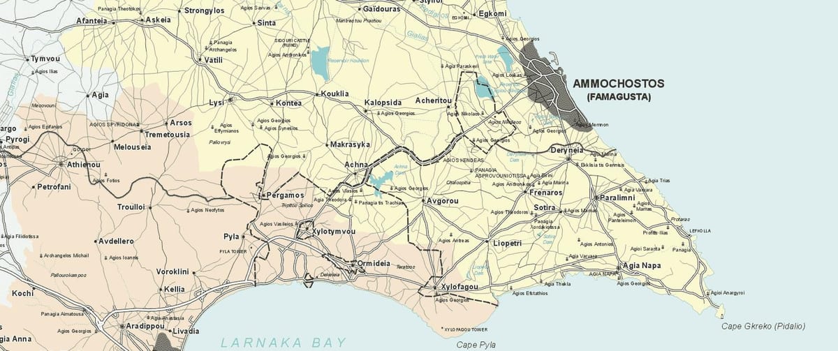 Zemljevid ayia napa Ciper