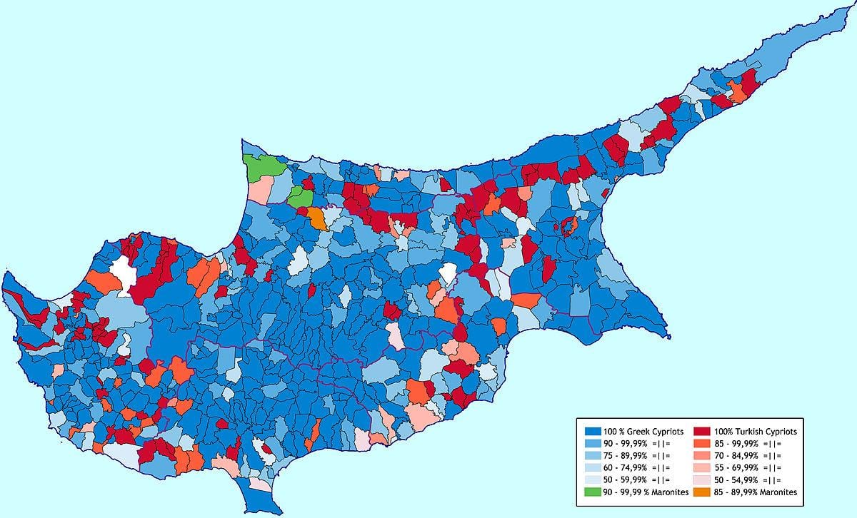 Zemljevid Ciper etnične