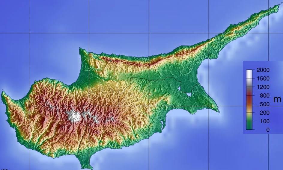Zemljevid Ciper gora