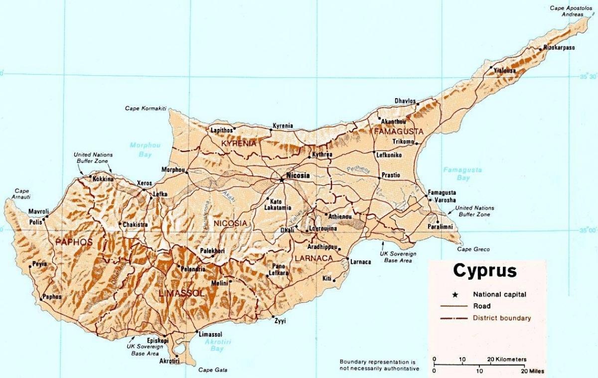 podroben zemljevid Ciper otok