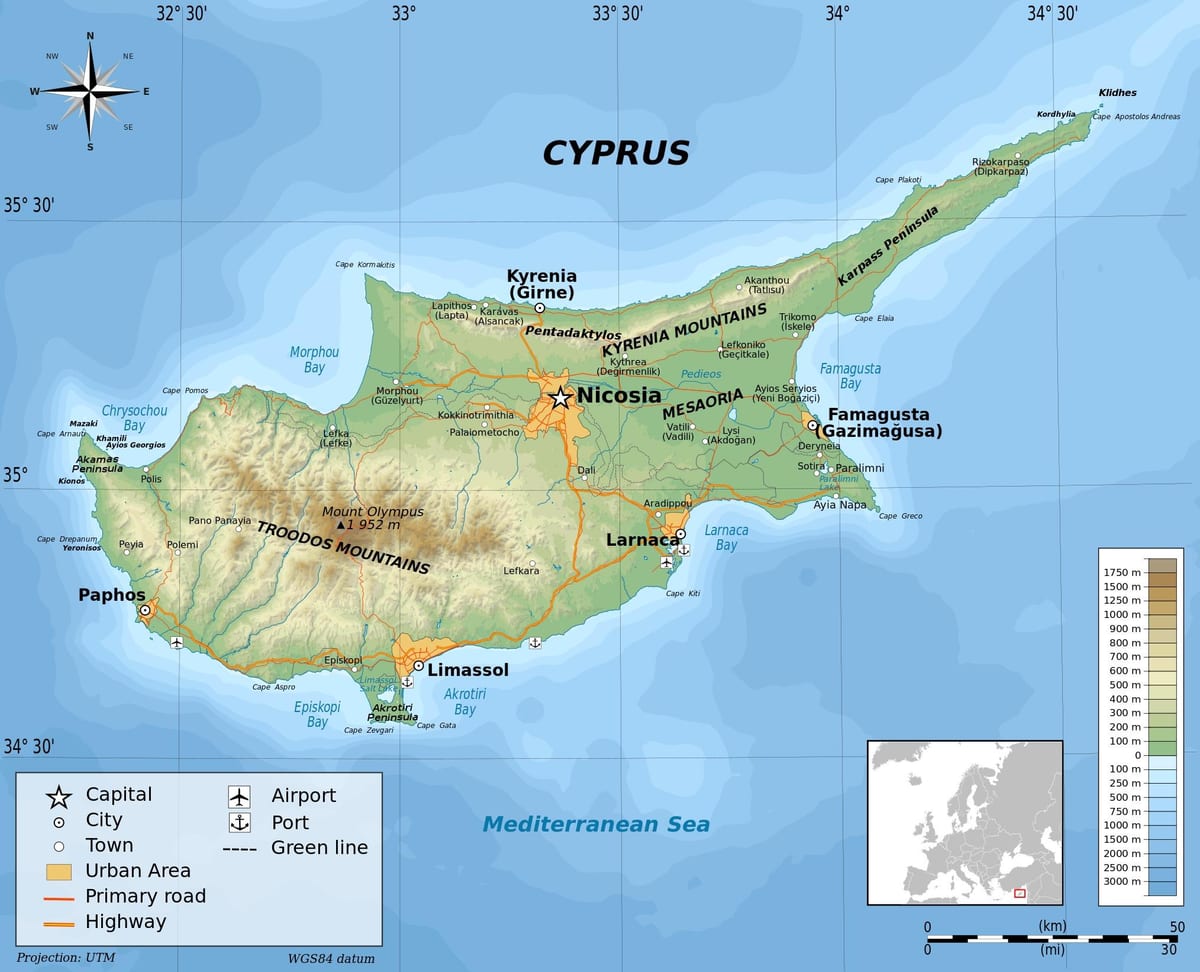 Ciper geografija zemljevid