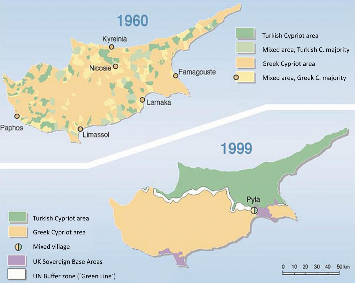 turški del Cipra zemljevid