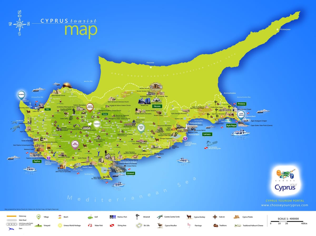 Zemljevid lara plaži Ciper
