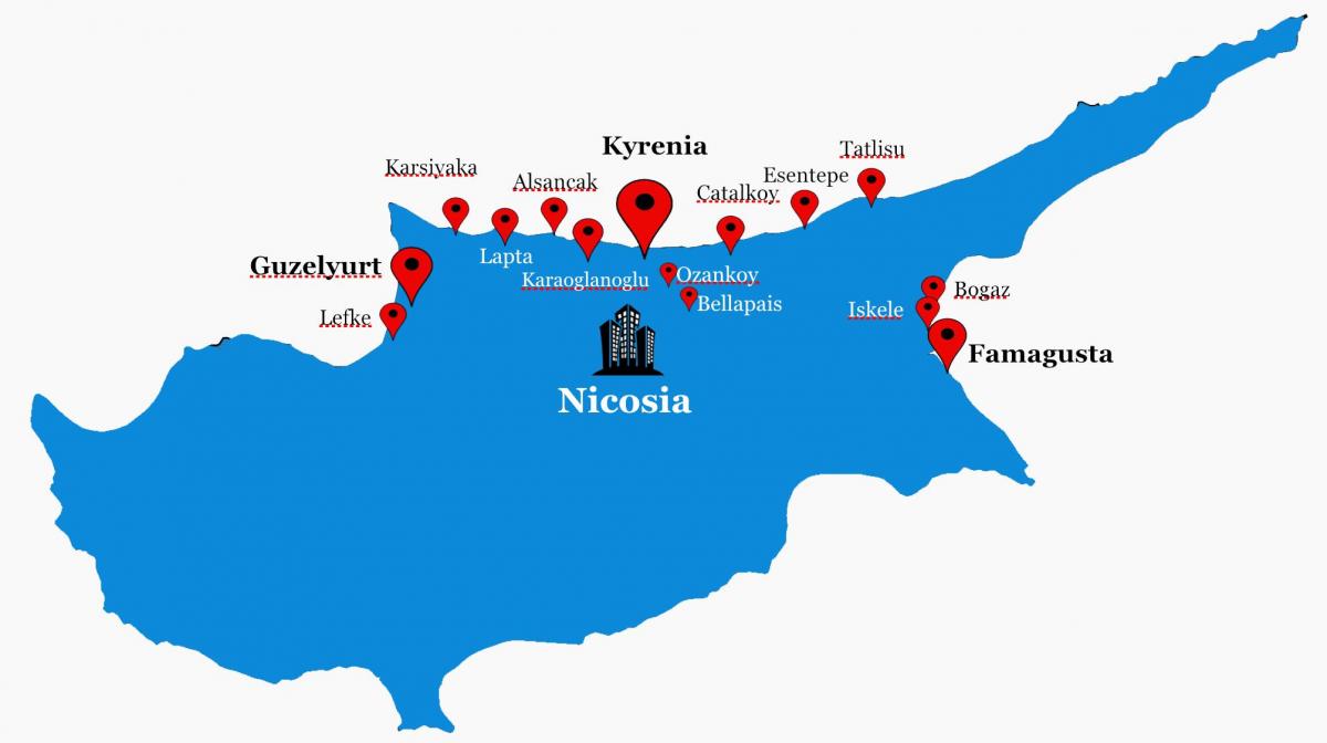 severni Ciper cestni zemljevid