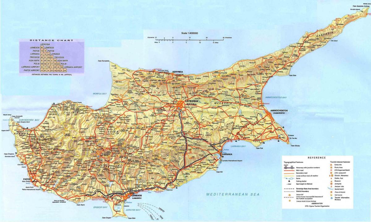 zemljevid Ciper počitniških krajih