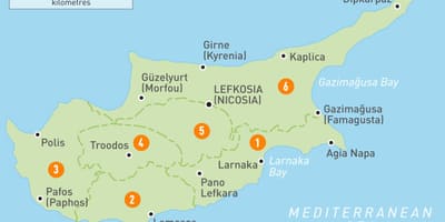 Zemljevid Ciper in okolici
